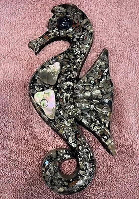 Vintage Lucite Plastic 12” Abalone Seahorse Wall Art Decoration Hand Made • $4
