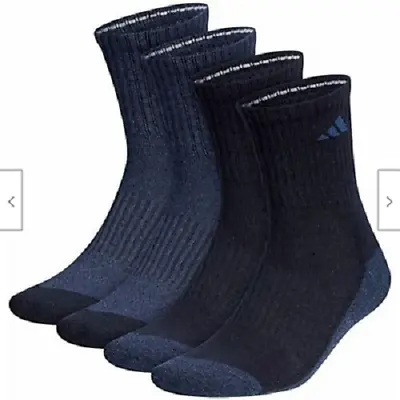 $37 • Buy Adidas Mens 4 Pair Performance High Quarter Socks Navy/Blue, 6-12