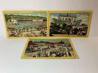 Kiddieland Swimming Pool Noahs Ark Kennywood Park Pittsburgh 3 Linen Postcards • $7