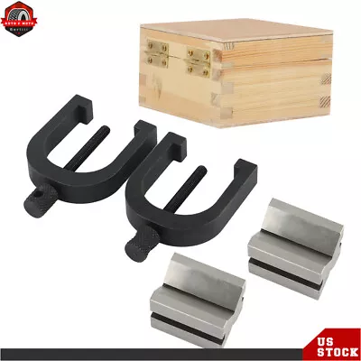 1-5/8  ×1-1/4  ×1-1/4  V-Block & Clamp Set 90 Degree Angle Hardened Steel New • $39