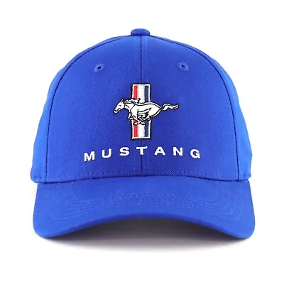 Ford Mustang Tri-Bar Emblem Baseball Hat Ball Cap Blue Embroidered Licensed • $21.99