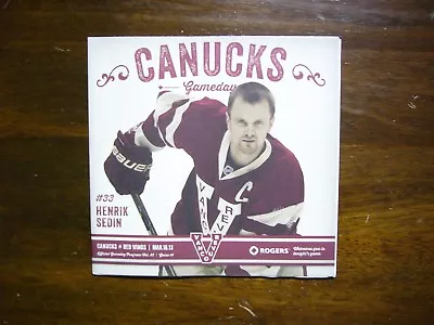 2012/13 Vancouver Canucks Vs Detroit Red Wings Millionaires Program Henrik Sedin • $16.99