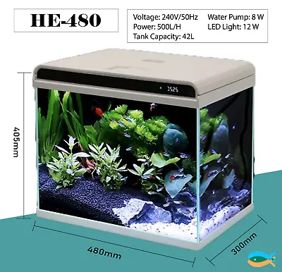 $179.90 • Buy SUNSUN HE-480 42L Brand New Aquarium Fish Tank Complete Set