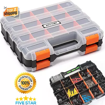 Double Side Storage Box Tools Organizer Durable For Screws Nuts Bolts Hardware • $29.36