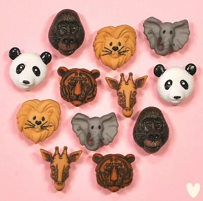 £2.99 • Buy DRESS IT UP Buttons Animal World 3601 Panda Monkey Gorilla Lion Elephant Giraffe