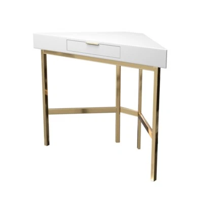 £176.97 • Buy White High Gloss Dressing Table With Gold Legs Modern Stylish Drawer For Storage
