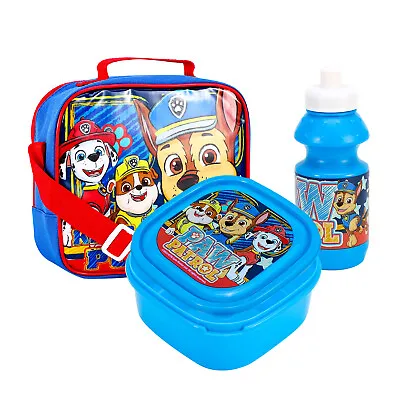 Paw Patrol3Pc Lunch Set Lunch Bag Plastic Bottle Storage Container School Day • £13.79