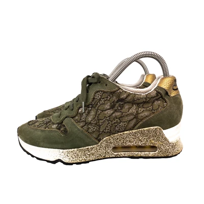 £45.99 • Buy Ash Love Lace Army Gold Khaki Green Suede Wedge Heel Trainers - UK 5