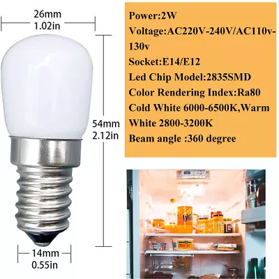 E14/E12 Dimmable LED Fridge Light Bulb Refrigerator Corn Bulb 220V SMD2835 Lamp • $23.68