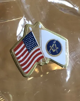 Masonic American Flag Freemason Motorcycle Vest Lapel Pin Made In USA NEW SEALED • $9.99