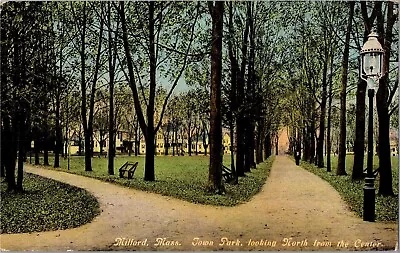 Town Park Looking North Milford MA C1913 Vintage Postcard T28 • $7.29