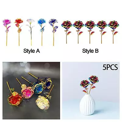 5 Pieces Valentines Gift Artificial Floral Roses Colorful For Her Versatile • $18.93