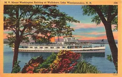 MV Mount Washington Arriving At Wolfeboro Lake Winnipesaukee NH Linen P19 • $3.13