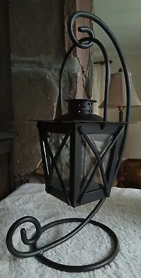 £15 • Buy Cast Iron Candle Lantern On Stand. Inside Or Outside.Tiny Chip In Glass.Tealight