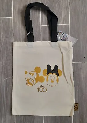 NEW Disney 100 MICKEY & MINNIE MOUSE Thick Canvas Cloth Tote Shopping Gift Bag • £5.99