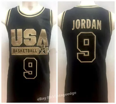 1992 Jordan #9 Team USA Basketball Jersey Black&Golden Edition S-6xl • $29.99