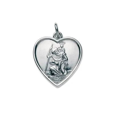 St. Christopher Pendant & Chain Sterling Silver 16mm Heart Personalised • £21.36