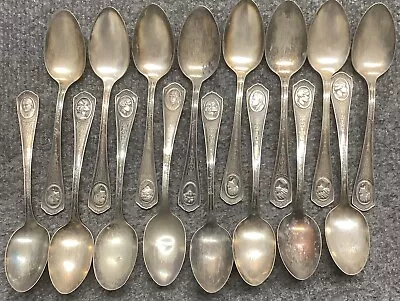 LOT Of 16 Silent Movie Star Signature 6  Tea Spoons Oneida Par Plate 1920s Era • $19.99