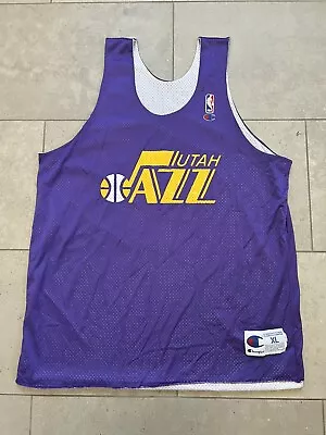 Vintage 90s Champion Utah Jazz NBA Practice Made In USA Basketball Jersey Sz XL • $59.97