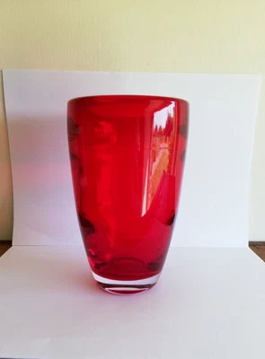 £54 • Buy Whitefriars Ruby Red Cased Glass Optic Flared Vase. 9582. Geoffrey Baxter. C1964