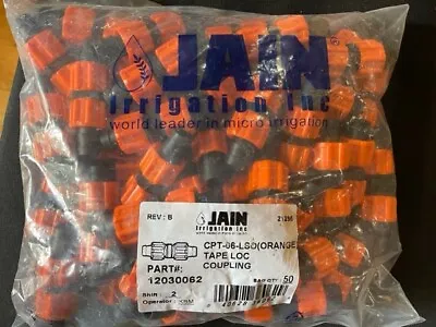 New! Jain Drip Irrigation 5/8  Drip Tape Coupling (bag Of 50) Orange • $33