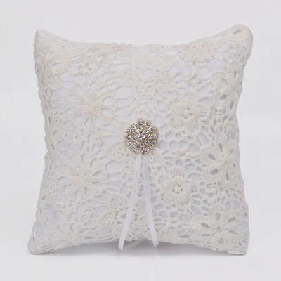 £7.58 • Buy Wedding Ring Pillow Cushion Bridal Crystal Decorated Ring Bearer Pillow 10x10cm