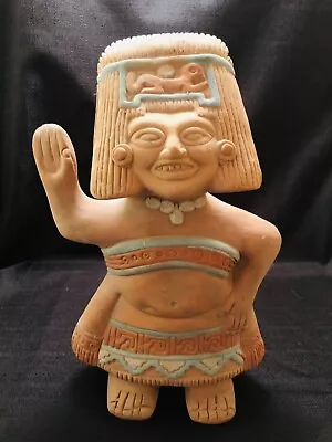 Mexican Primitive Clay Pottery Statue Aztec Mayan Idol Figurine Vintage 70s • $50