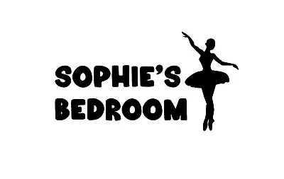 Personalised Ballet Dancer Bedroom Name Sticker Vinyl Decal Door • £2.95