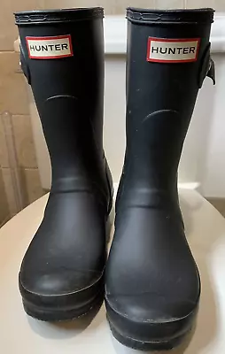 Hunter Original Mid-Calf High Flat Black Women's Rain Boots Size 7 • $18