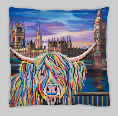 Highland Cow (English Version) Double Sided Cushion Covers 45x45cm (18x18) • £7.99