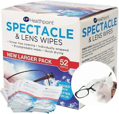 £2.99 • Buy Healthpoint Spectacle & Lens Wipes Glasses Sunglasses Quick Smear Free Cleaning