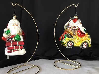 2 Polonaise Ornaments--AP367 SANTA IN CAR & AP 860 DOWN CHIMNEY  (K. Adler)  • $59.99