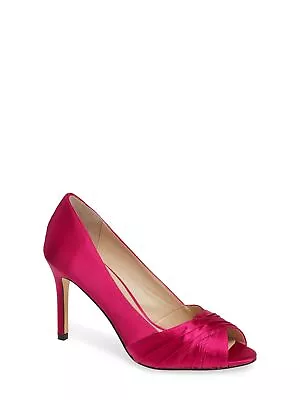 NINA Womens Pink Contesa Almond Toe Kitten Heel Slip On Leather Pumps 7 M • $19.99