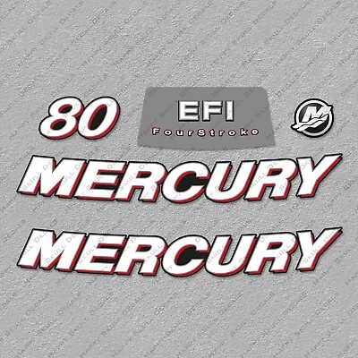 Mercury 80 Hp 4-Stroke EFI 2006-2012 Outboard Engine Decals Sticker Set • $49.49