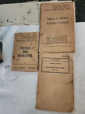 Lot Of 3 1940s Vintage War Dept. Gun Manuals Booklets Guns US Army • $34.44