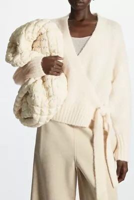 £60 • Buy COS WOOL-BLEND WRAP-OVER CARDIGAN XS Cream