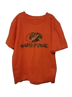 Mossy Oak Boy/Girl Blaze Orange W/Camo Logo Graphic Short Sleeve T-Shirt Youth L • $5.50