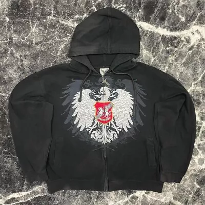 Vintage Avirex Hoodie XL Y2K 2000s Embroidered Eagle Black Wings Hawk Full Zip • $60