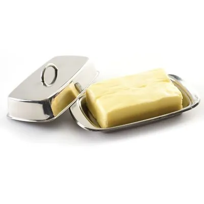 Norpro New Stainless Steel Butter Dish Set Serving Tray 7.5 L X 4 W X 2 H • $16.49