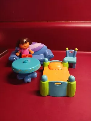 NICK JR  DORA THE EXPLORER MEGA BLOKS HOUSE FURNITURE LOT Table Bed Chair Sofa  • $14.95