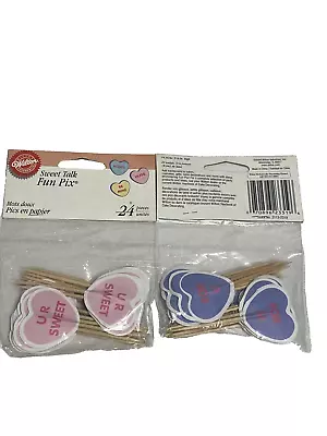 Wilton Sweet Talk Cupcake Toppers Hearts Valentines Day 48 Total  • $7.99