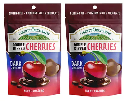 2 PACK Double Dipped  DARK CHOCOLATE CHERRIES 2x4 Oz  Snack Liberty Orchards USA • $17.99