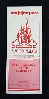 Disney Ephemera WDW Walt Disney World Magic Kingdom Jan-Feb 1993 Show Schedule • $7.94