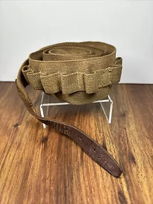 Vintage Green Canvas Ammo Belt Adj. Mens Size 32 Hunting Cartridge Outdoors • $17.59