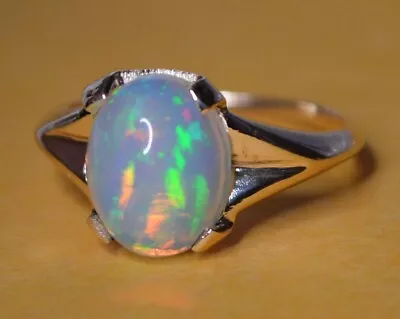 Vintage 1950s 10K Gold Brilliant NATURAL Oval Opal Womans Ring Size 4 (sizable)  • $349