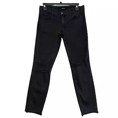 J Brand Jeans Womens Size 27 Black Low Rise Crop Distressed Raw Hem Stretch • $15