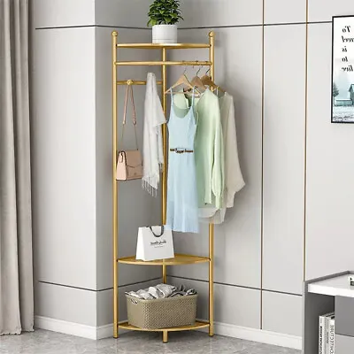 Metal Entryway Coat Rack Hall Tree Corner Storage Shelf Organizer With 3 Shelves • $42.90