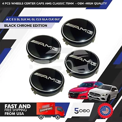 $27 • Buy 4 Pcs Wheels Center Caps Amg Mercedes Benz Black 75mm - Oem - Edition Limit Amg