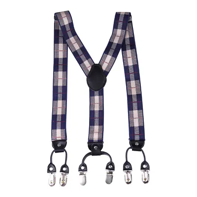 35mm Unisex Mens Men Braces Retro Plaid Wide & Heavy Duty Suspenders Adjustable • £7.49