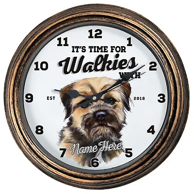 Personalised Kitchen Clock Border Terrier Name Round Wall  Hanging Dog Gift DC45 • £22.95